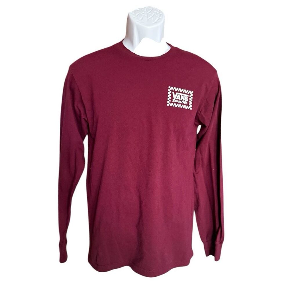 Mens Vans Throwback Checkered Long Sleeve Cotton Graphic Tee Shirt - Sz S